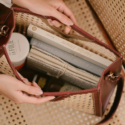 Rattan Weave Tan Sling/ Tote