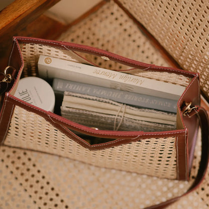 Rattan Weave Tan Sling/ Tote