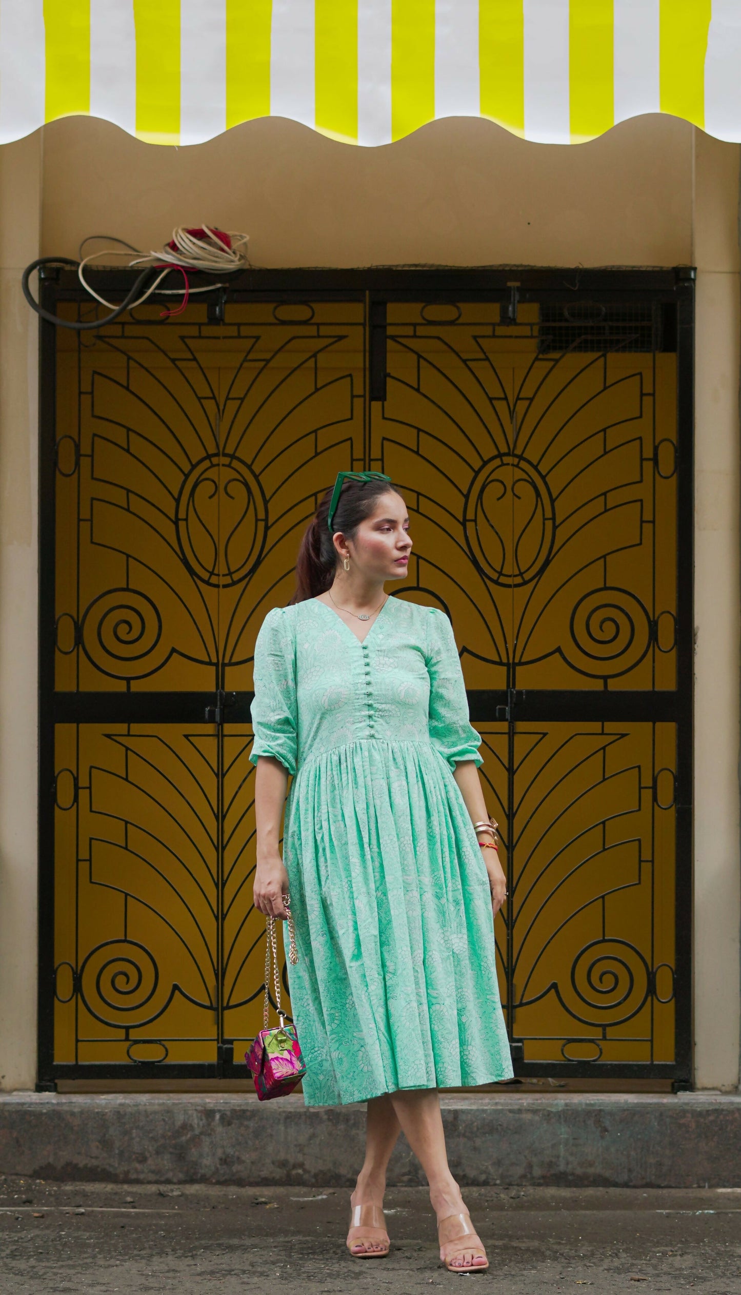 Prague Green Cotton Dress