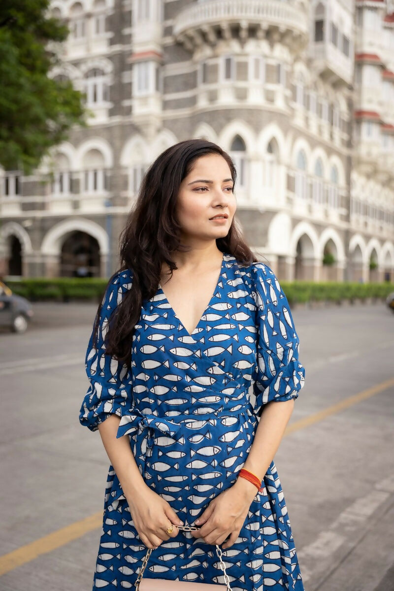 Bali Indigo Cotton Wrap Dress