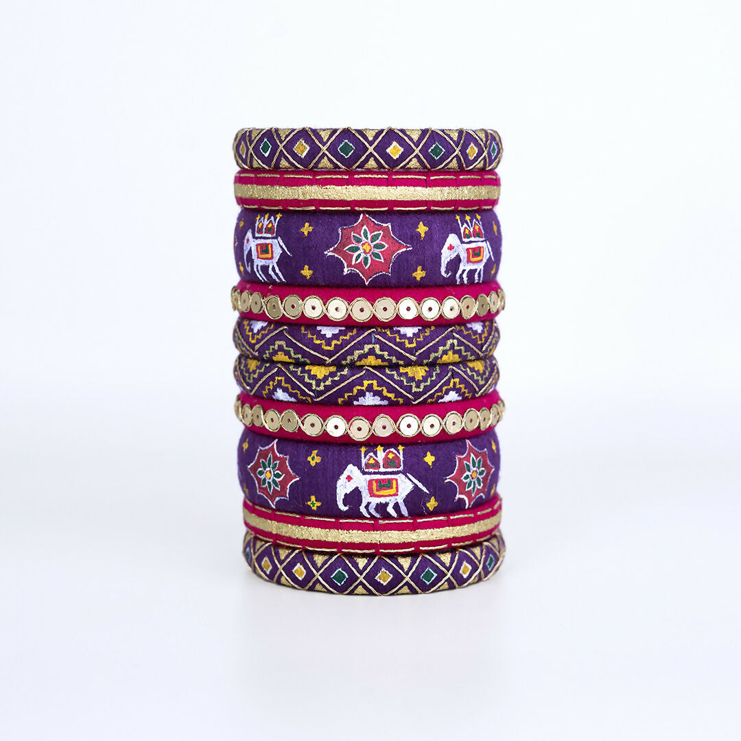 Hathisavari Purple Pink Bangle Set