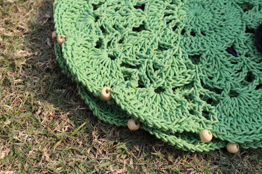 Green Set of 2 Crochet Mats