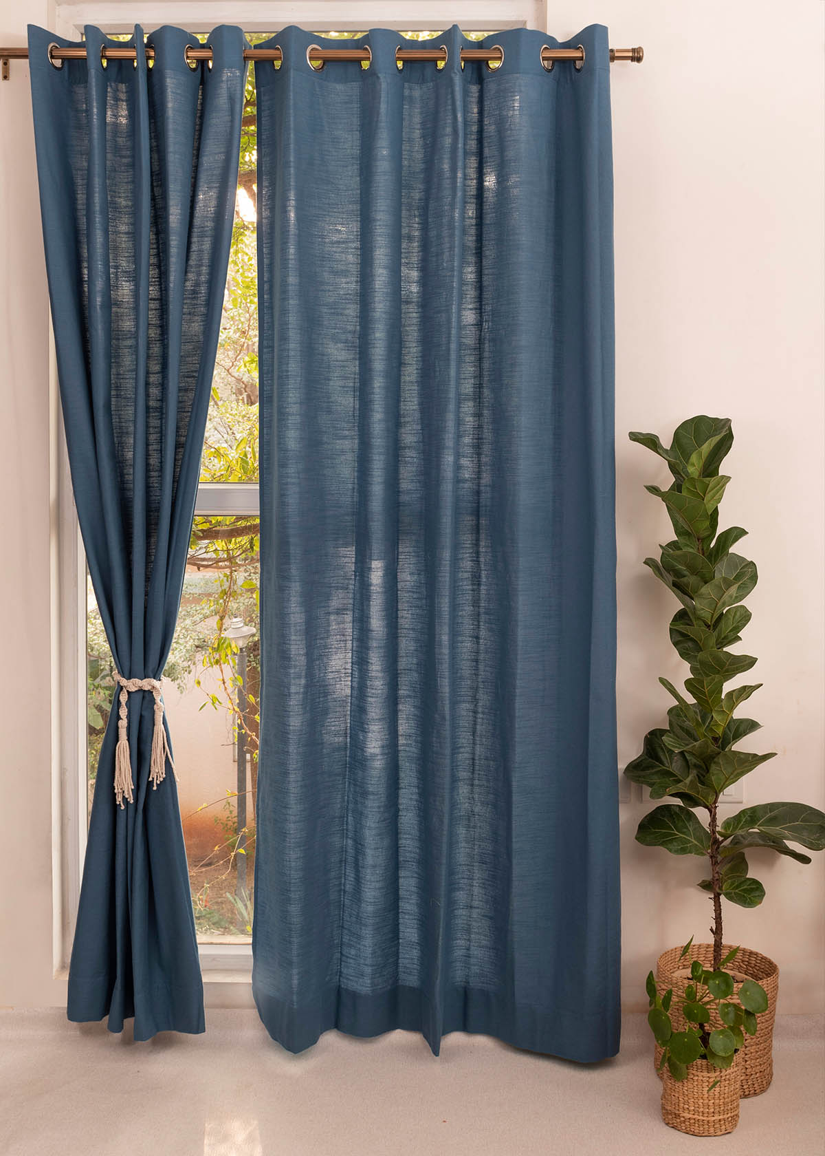 Room Darkening - Solid Royal Blue Cotton Curtain