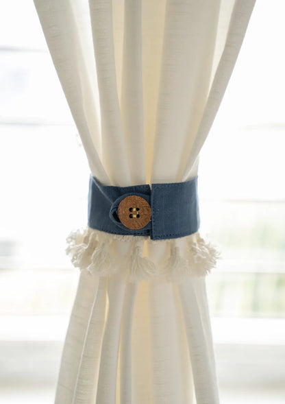 Cotton Curtain Tieback With Lace and Tassel - Pack of 2