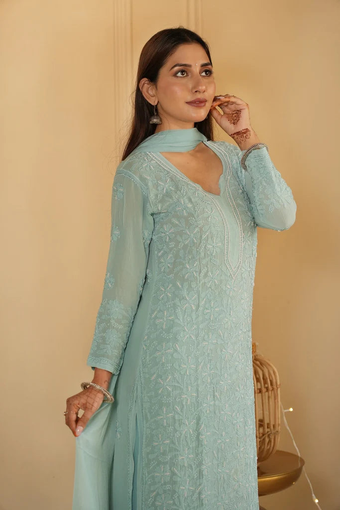 Sia Chikankari And Pearl Work Kurti