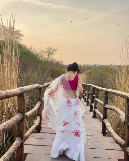 ivory 'gul' hand-painted dupatta (6)