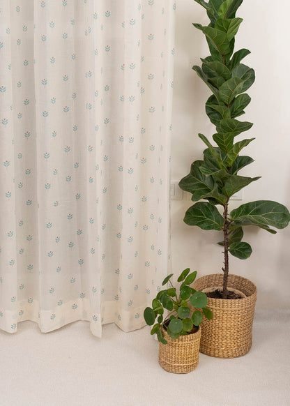 Light Filtering - Blue Sapling Cotton Sheer Curtain