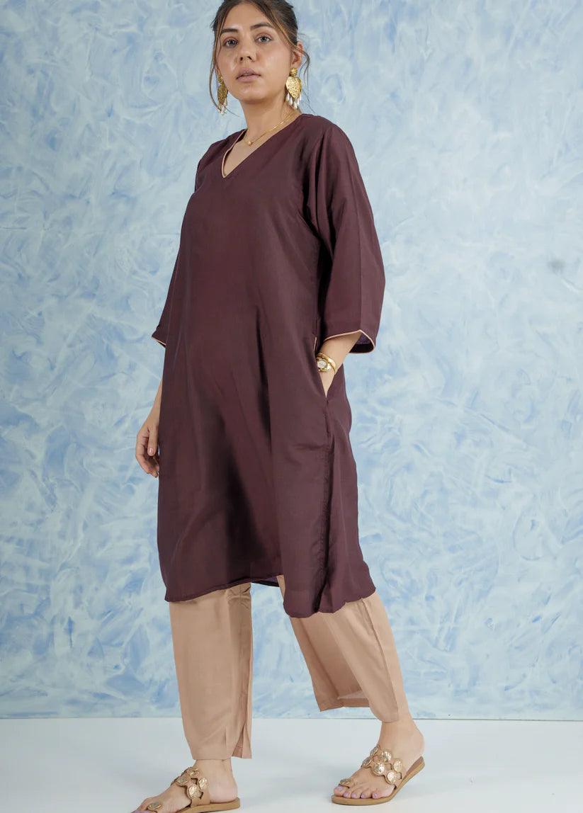 Contrast Kurta Set