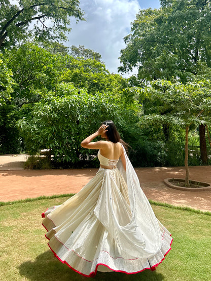 Shimmer Off White Lehenga