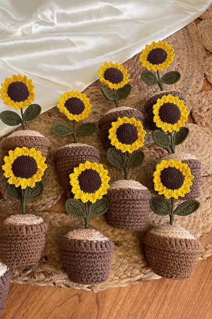 Crochet Sunflower Pot