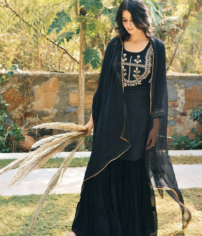 Saira Black Gharara Suit Set