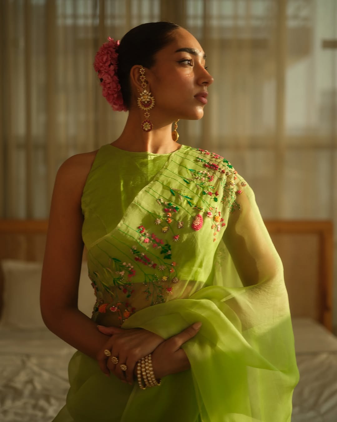 Surbhi Green Silk Organza Sari