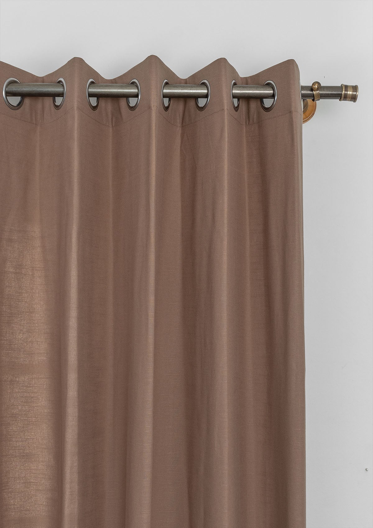 Room Darkening - Solid Chocolate Brown Cotton Plain Curtain