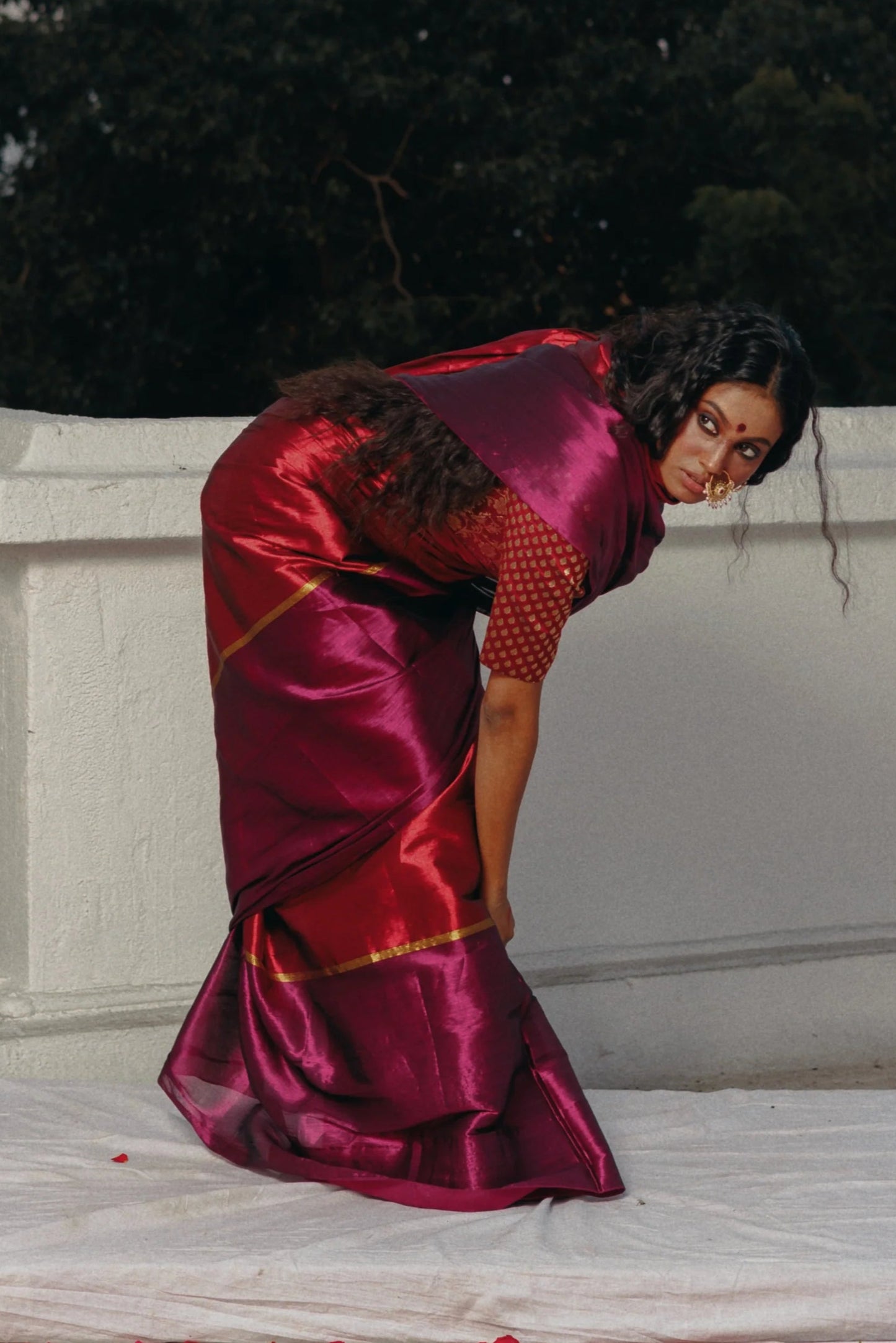 Navya Red & Purple Handloom Saree