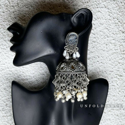 Keish Silver Oxide Jhumkas