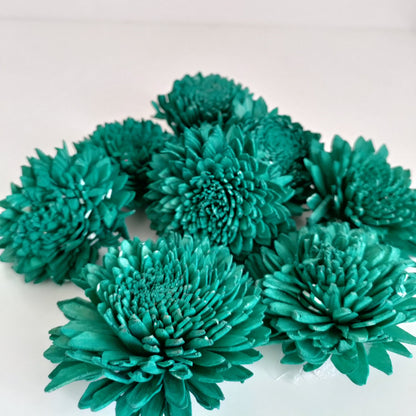 Turquoise Zinnia 8cm Flowers (Wire Stem Included)