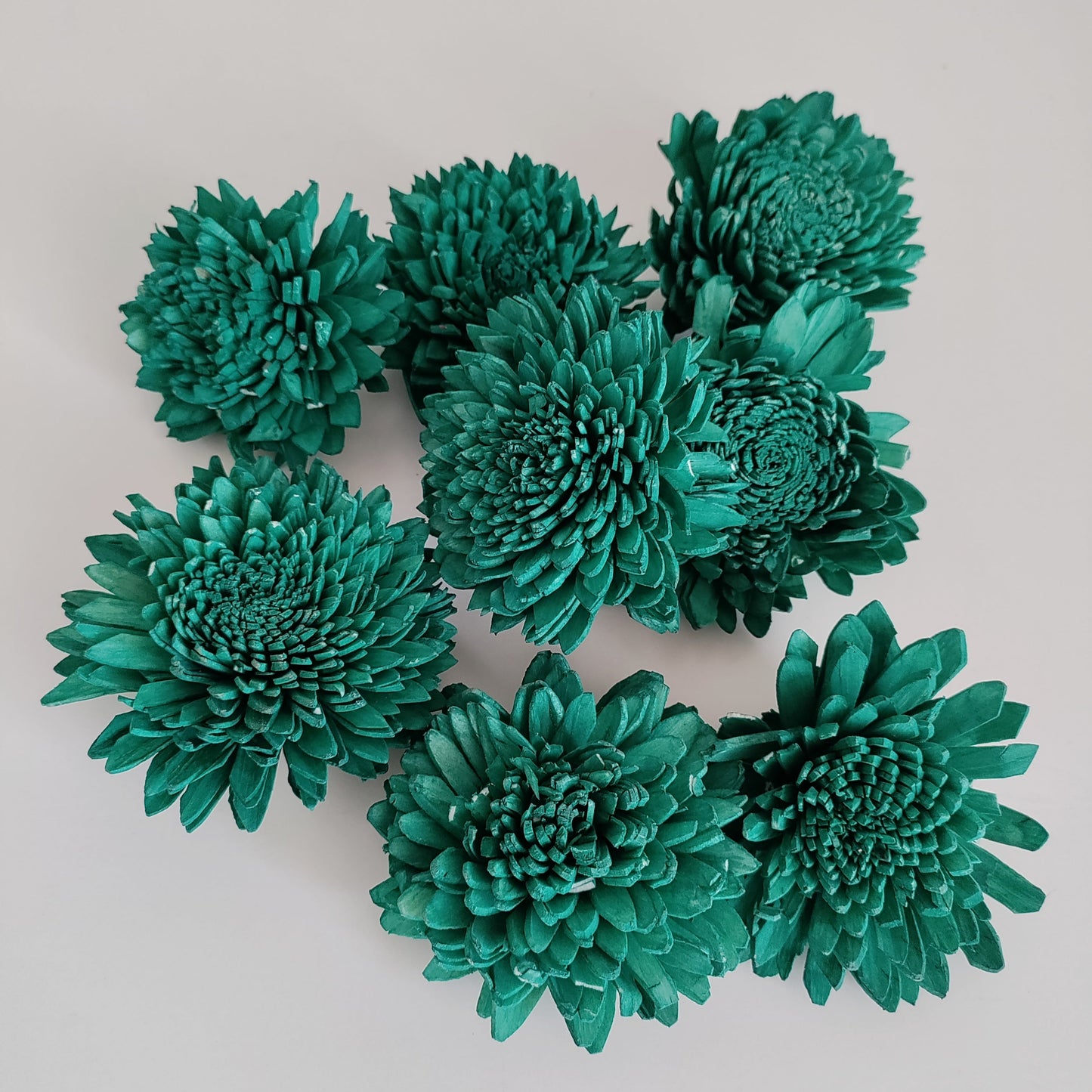 Turquoise Zinnia 8cm Flowers (Wire Stem Included)