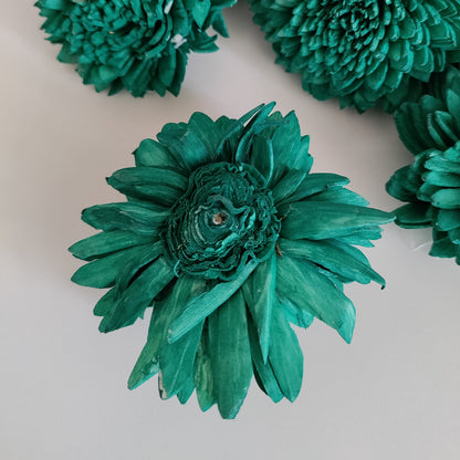 Turquoise Zinnia 8cm Flowers (Wire Stem Included)