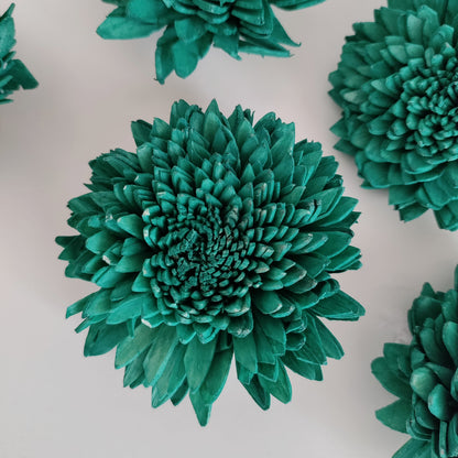 Turquoise Zinnia 8cm Flowers (Wire Stem Included)