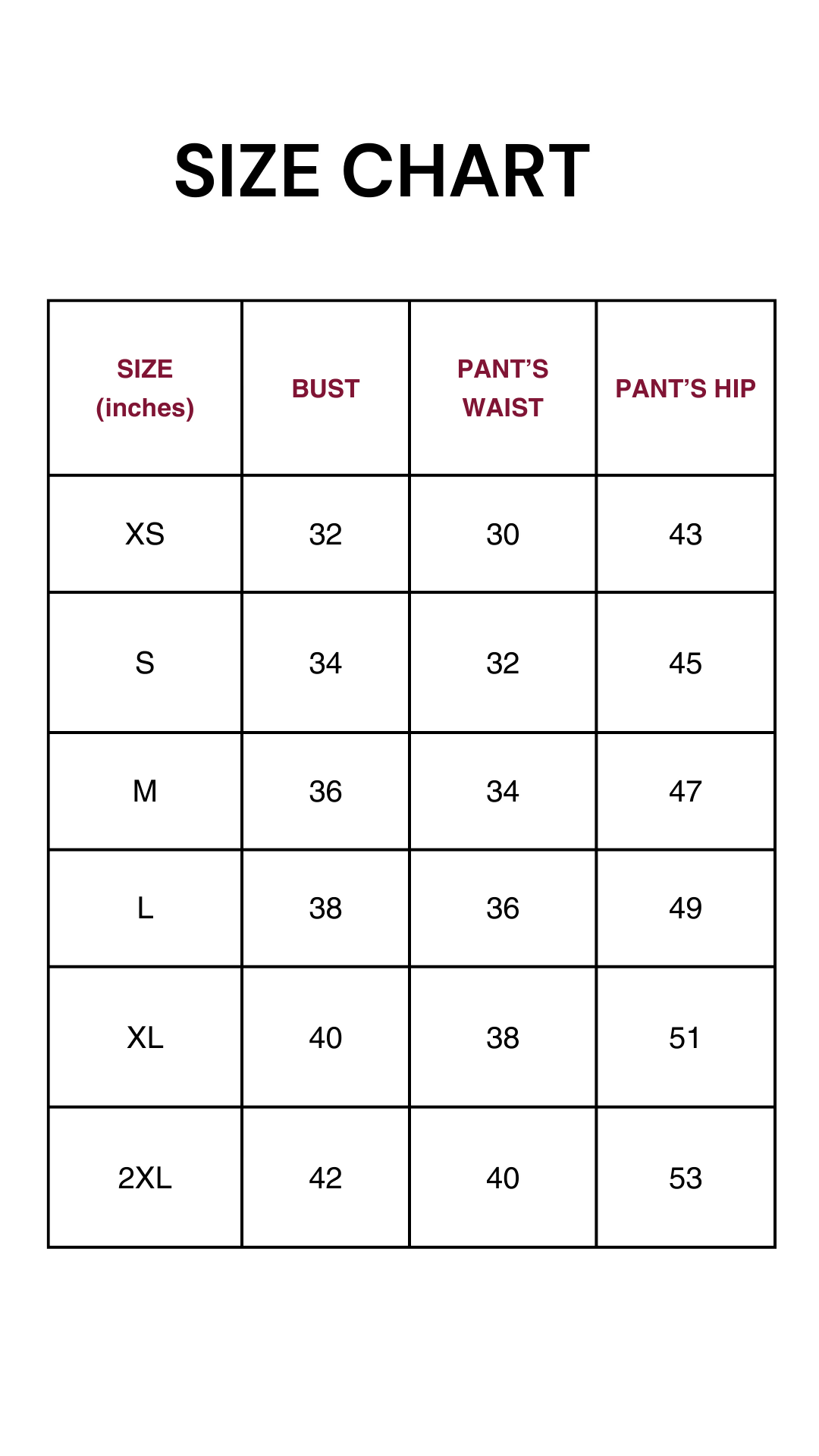THE SIZE CHART (2)