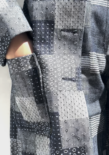 Cosmic Checkered Denim Coat