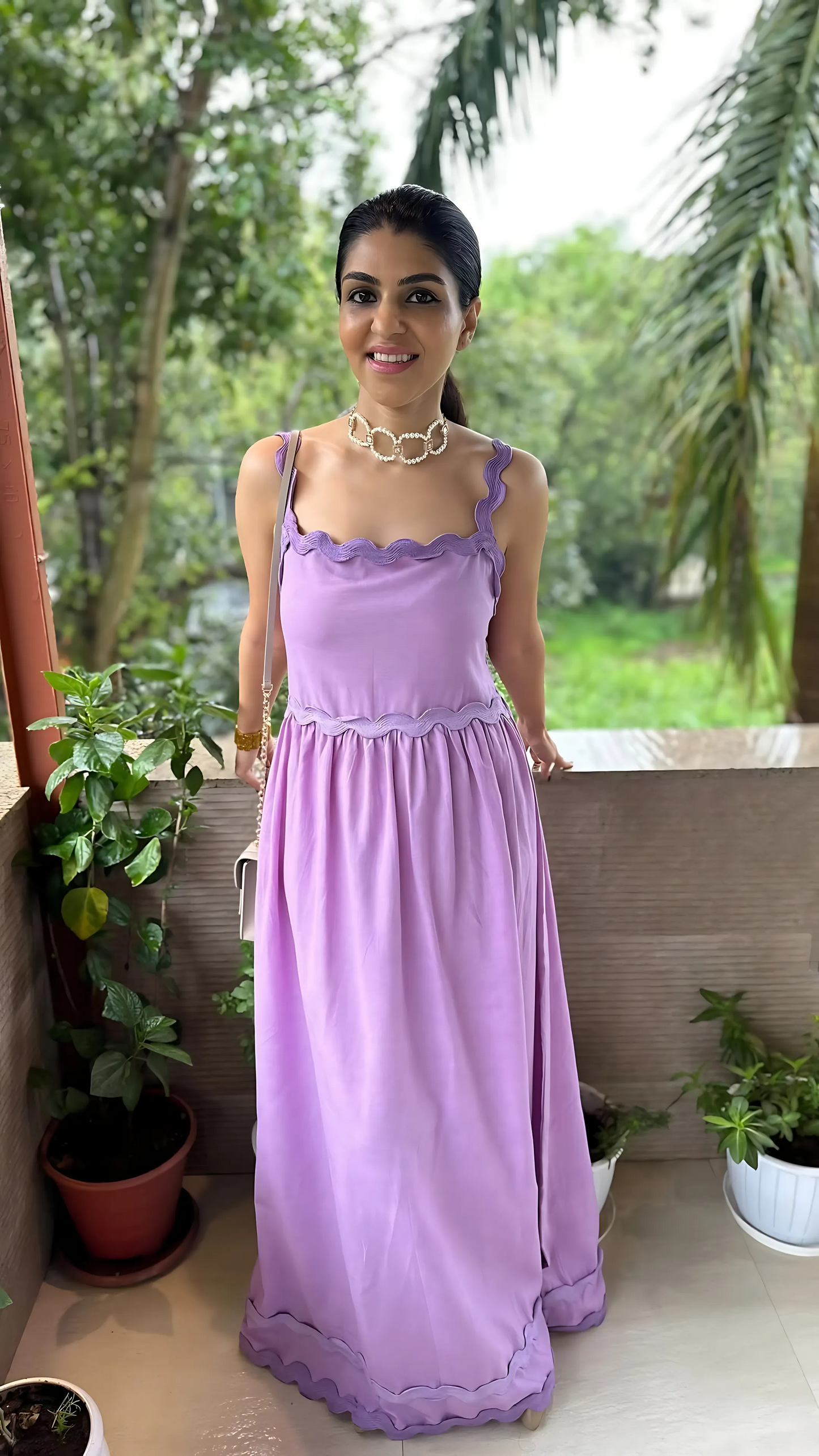 Pansy Purple Long Dress