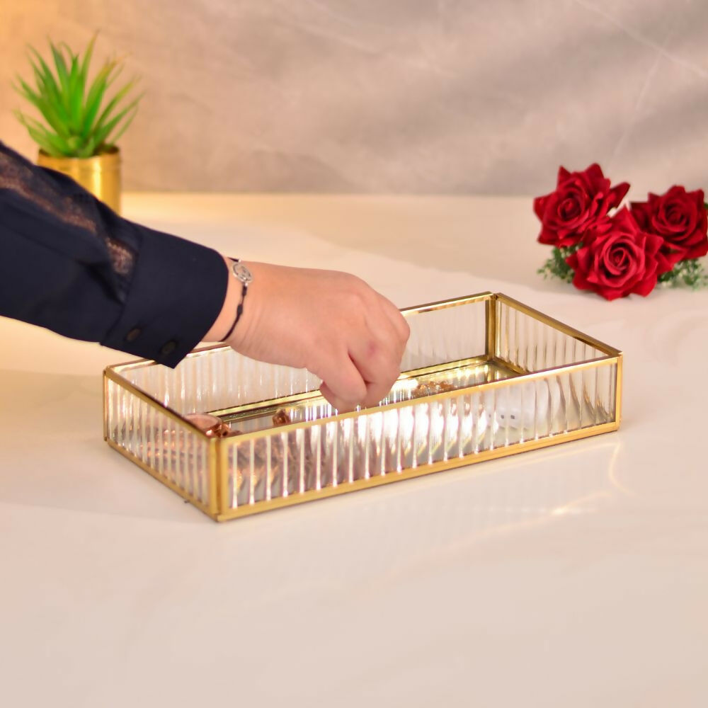 Fluted Glass Multipurpose Tray Small