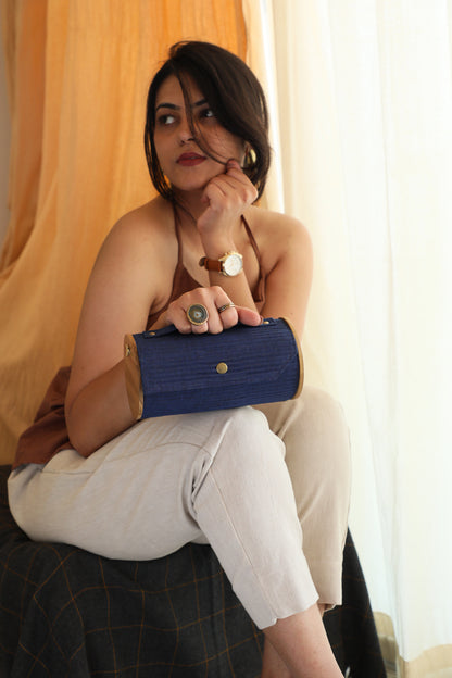 Lily Love & Navy Blue Round Clutch - Changeable Sleeve