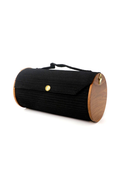 Sweet Pea & Solid Black Round Clutch - Changeable Sleeve