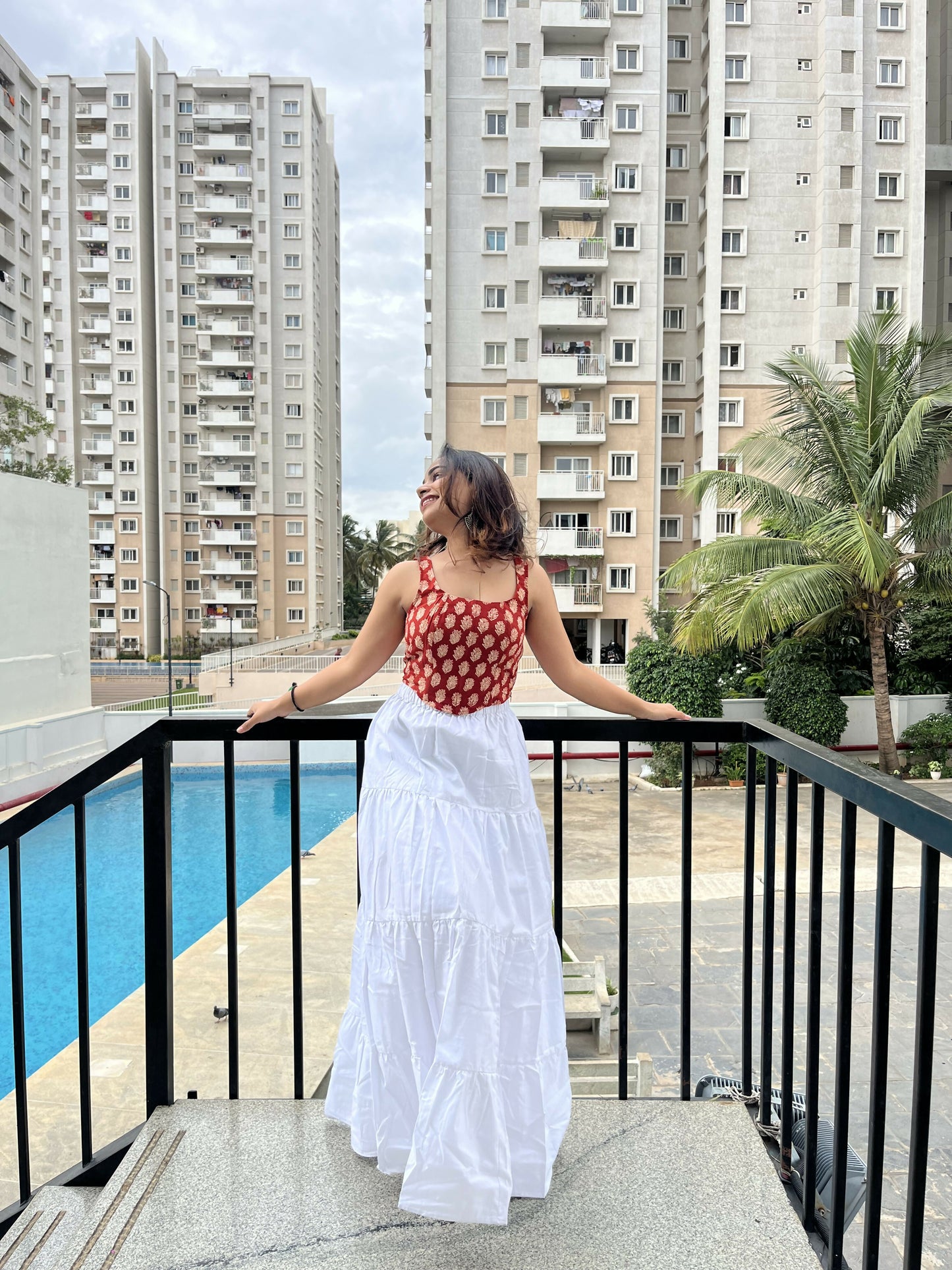 Red Cotton Corset Top