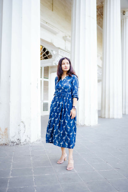 Flamingo Indigo Silk Dress