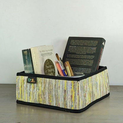 Upcycled Handwoven: Collapsible Storage Basket Small