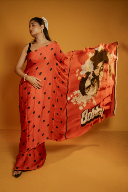 Bobby Red Satin Georgette Saree