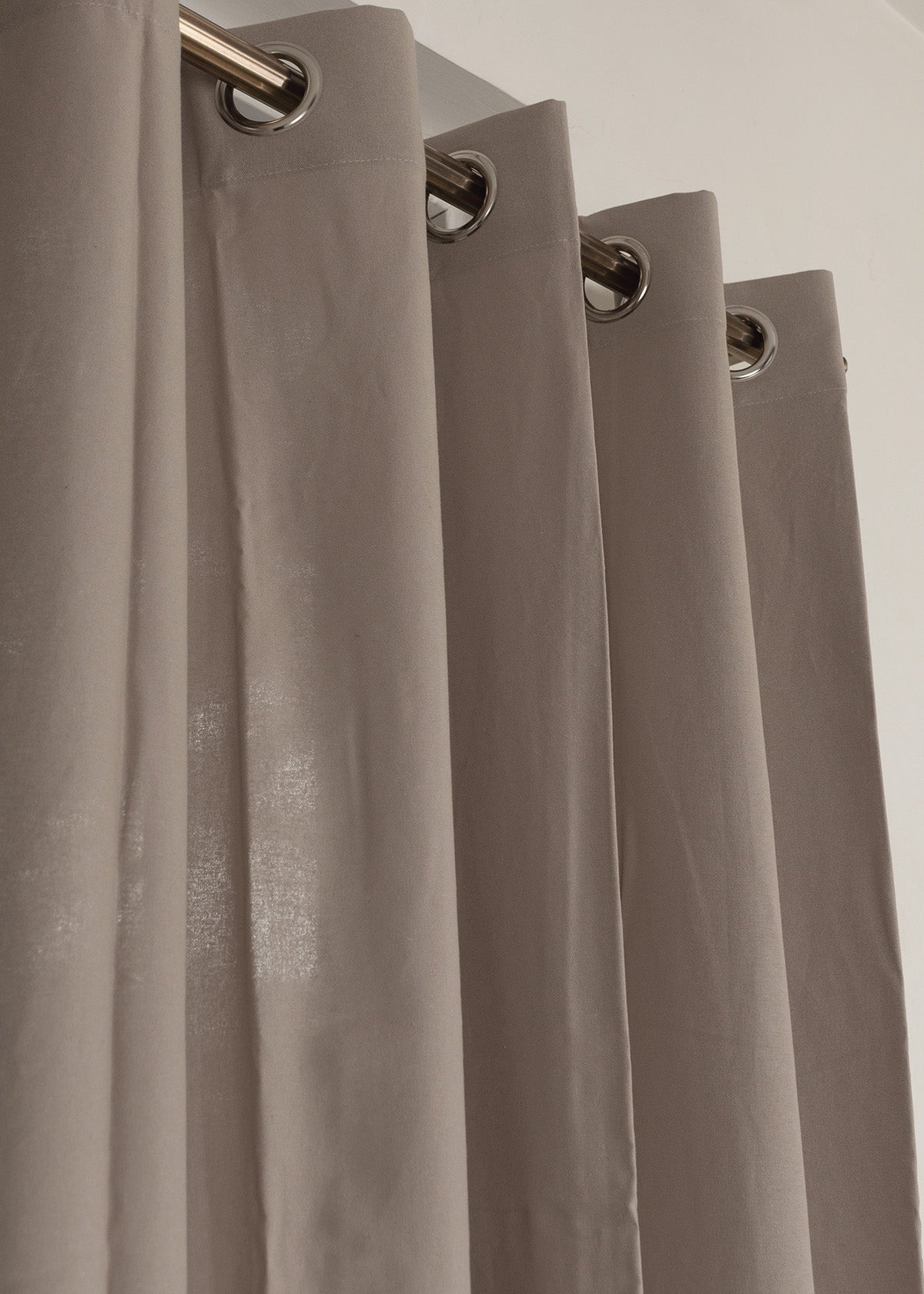 Room Darkening - Solid Walnut Grey Cotton Plain Curtain