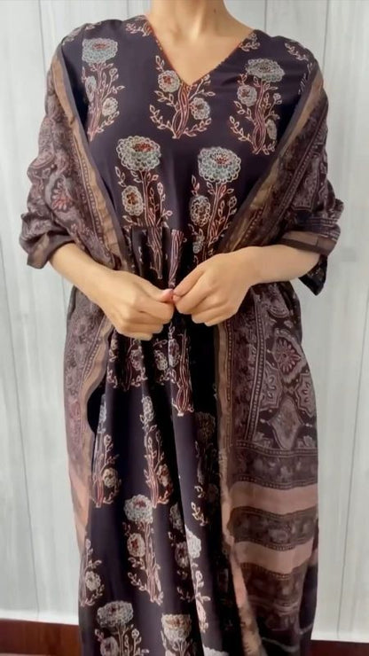 Mannat Black Ajrakh Chanderi Silk Dupatta