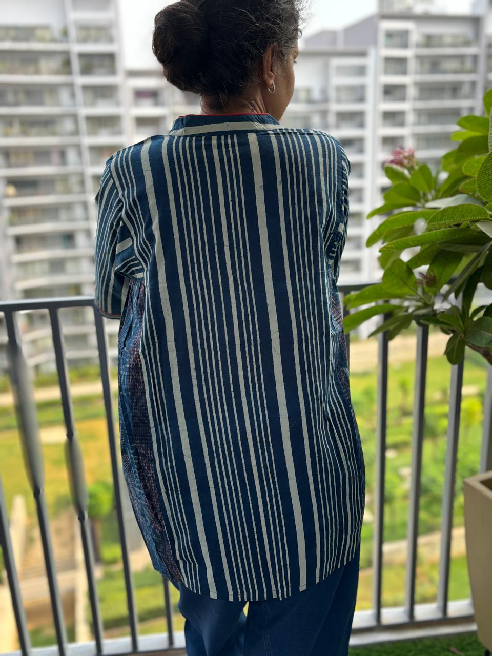 Bansi Indigo Kurta Shirt- Stripes