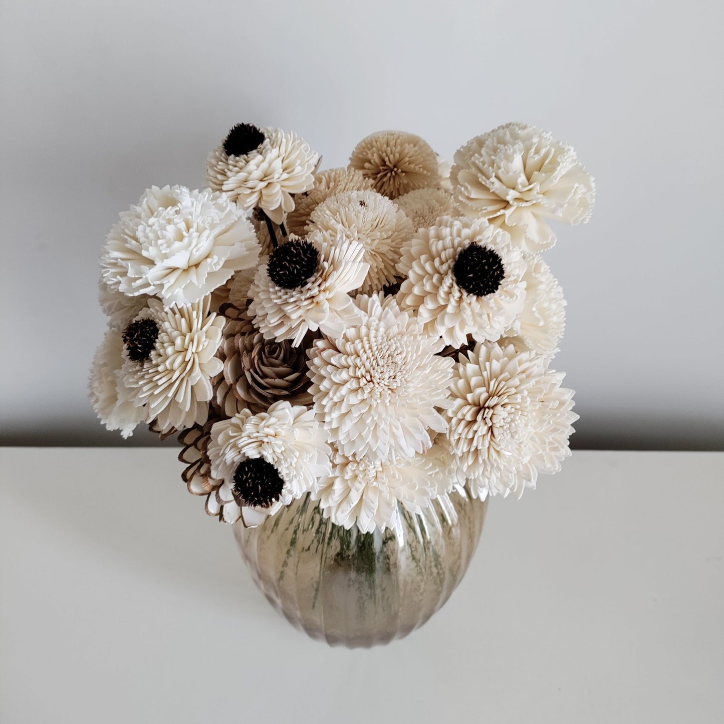 White Wedding Bunch (40 Flowers, Wire Stem included)