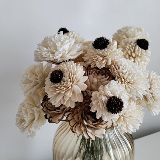 White Wedding Bunch (40 Flowers, Wire Stem included)