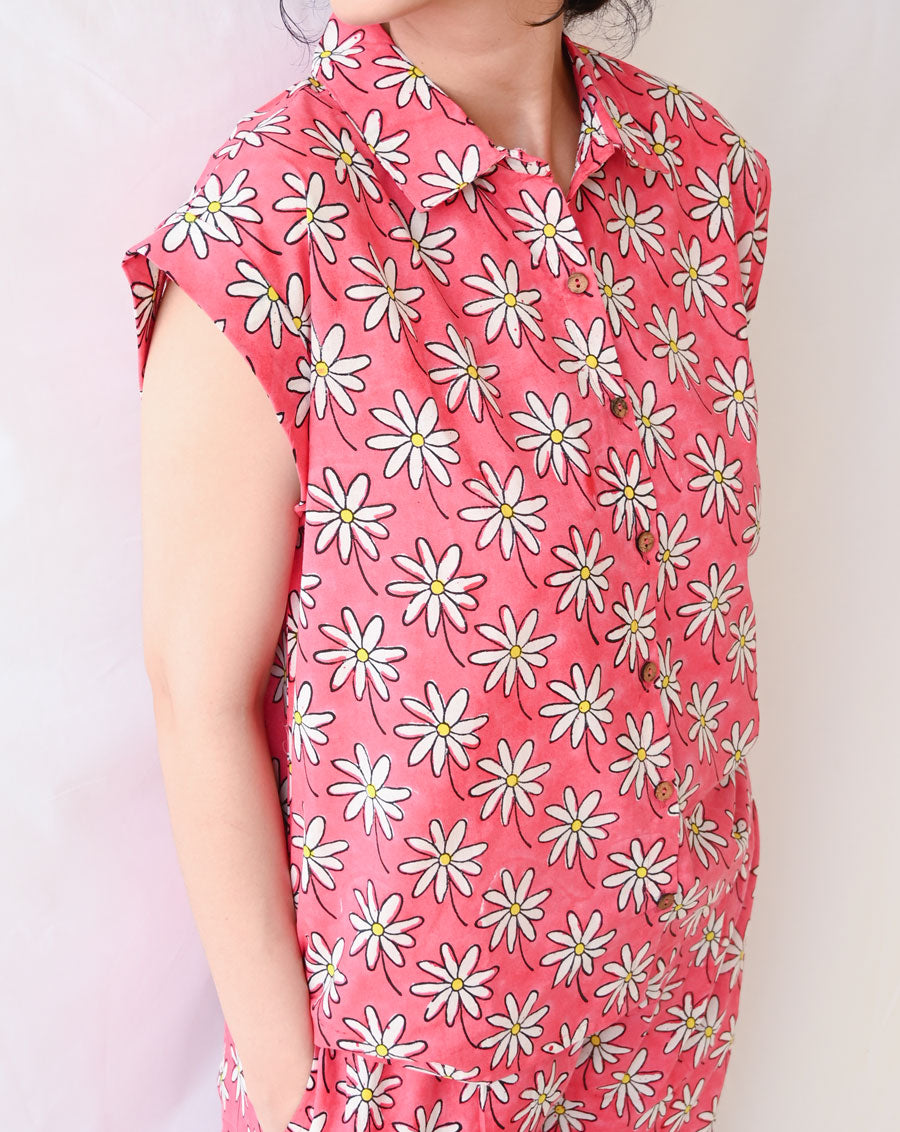 Whoopsie Daisy Shortees - Soft cotton shirt & shorts loungewear set