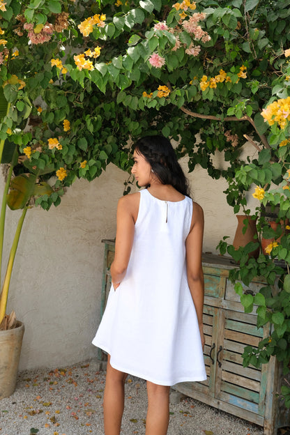 Sunset Lily Hand-painted Linen Dress