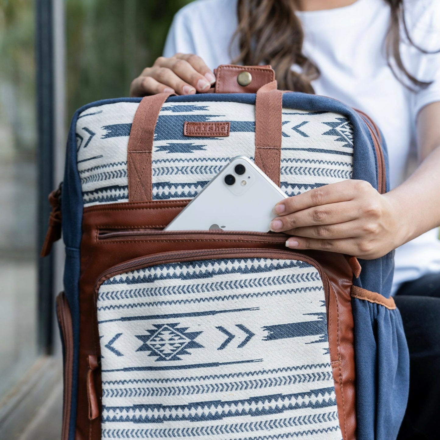 Adventurous blue traveller's backpack