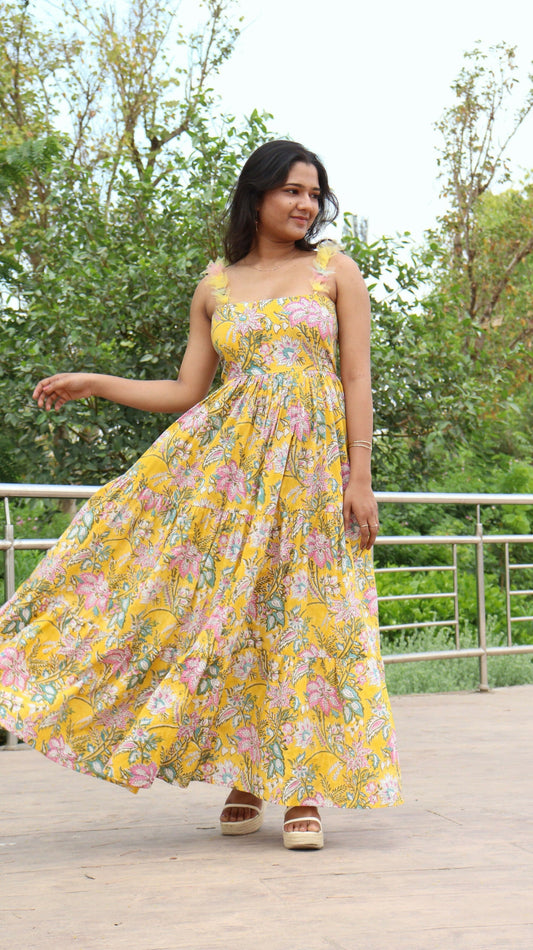 Tiara Floral Long Dress Daylight