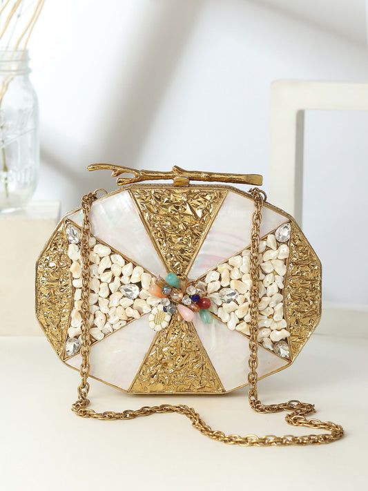 Golden Gleam Oval MOP Clutch