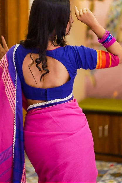 Blue Lily Cotton Glass Sleeves Blouse