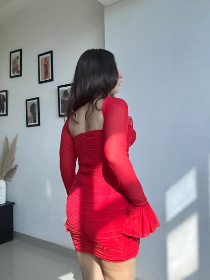 Red Ruched Dress