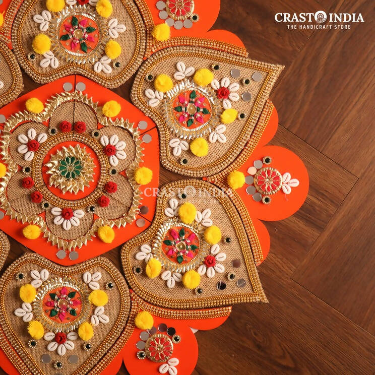 Orange Handcrafted Festive Rangoli