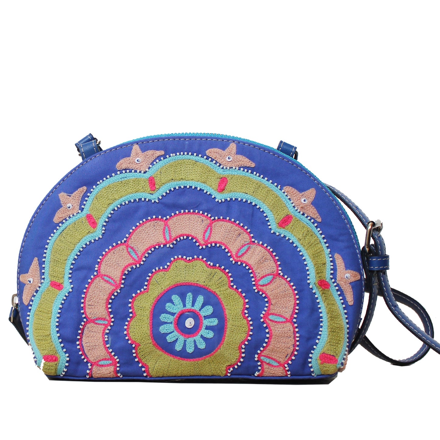 Blue Half-Round Sling Bag