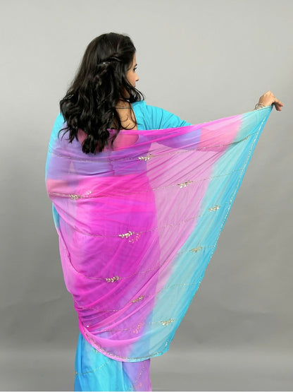 Rani Shaded Chiffon Saree