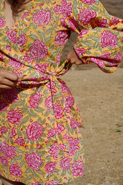 Yellow Wrap Around Dress