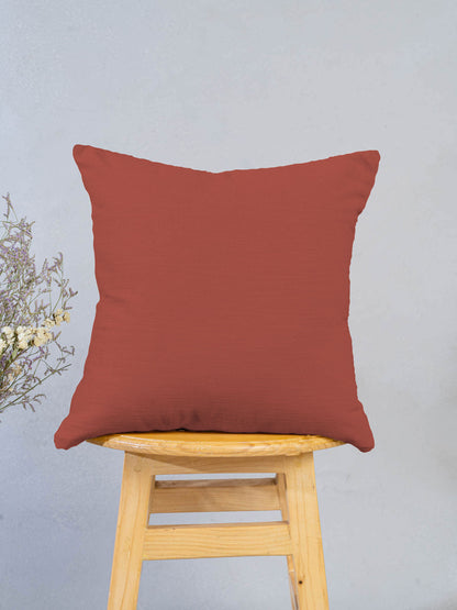 Solid Cotton Cushion Cover - Brick Red